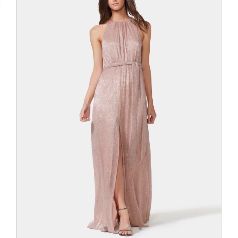 Halston Heritage metallic pink blush dress size 0